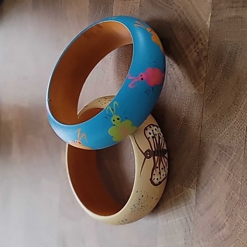 Hand painted wood bracelet